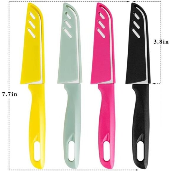 4-Pack Colorful Kitchen Paring Knives With Matching Sheathes German Steel - Picture 2 of 6